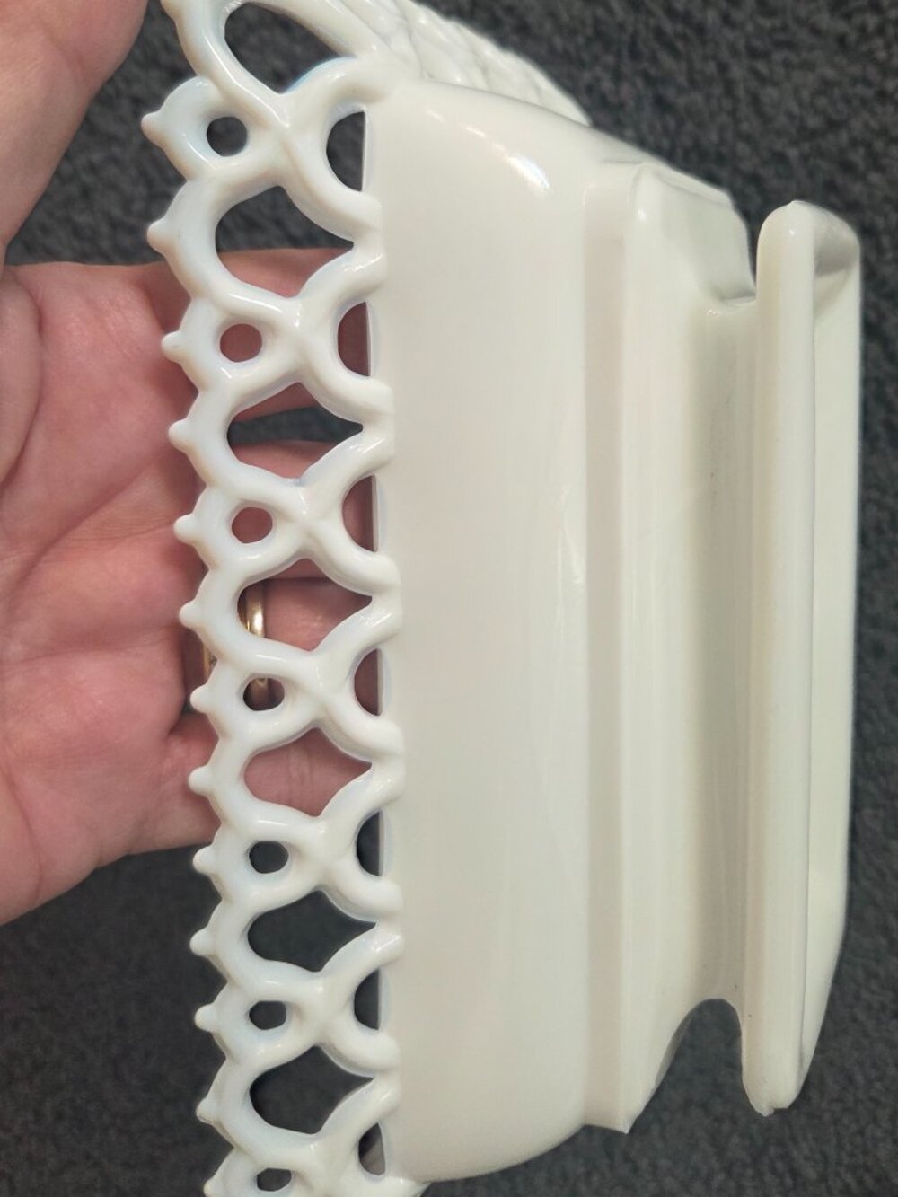 Vintage Milk Glass Hand & Dove Dish - Picture 7 of 9